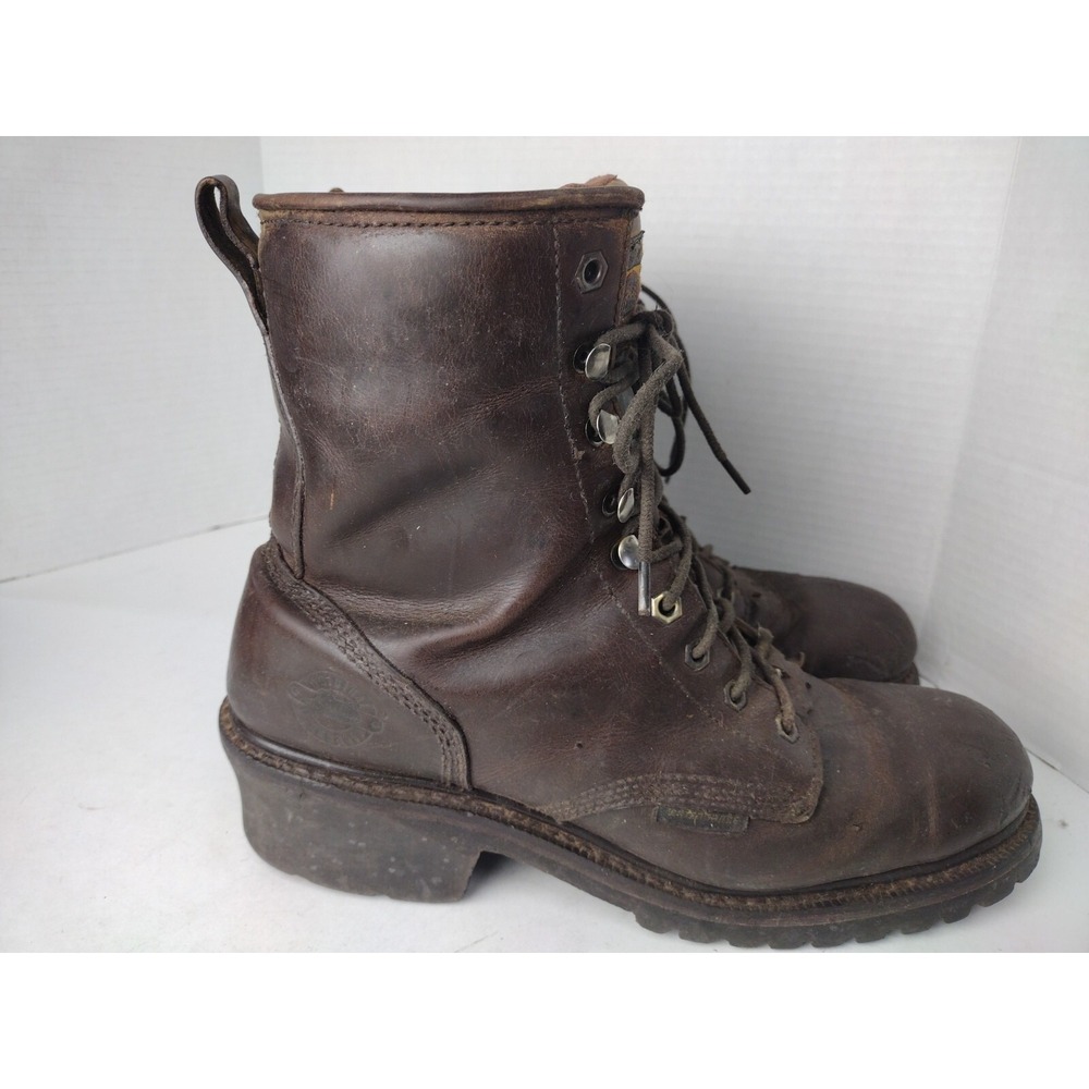 Justin Men's Original Work Boots Brown Size 10.5 EE Style WK 625 Lace Up - Logo - Picture 4 of 8